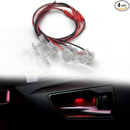 4pcs Red Car Door Light,Flush Mount 12V LED Light for Bumper Grille Cars Interior Dash Ambient Lighting Motorcycle Door Bowl Lamp LED Indicator Light Transparent Shell Light Guide Light Source