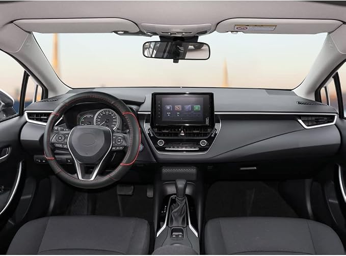 GIANT PANDA Steering Wheel Cover for Toyota, Auto Car Steering Wheel Cover for Toyota Highlander 4Runner Tacoma Corolla Camry - Black+Red Trim