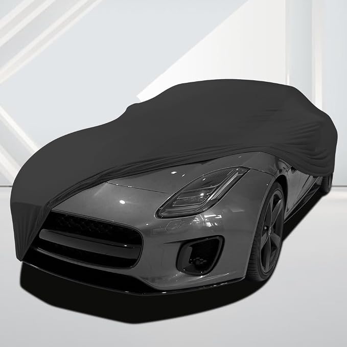 WinPower Indoor Car Cover Stretch Dustproof Protection Full Car Cover for Underground Garage, Car Show, Black