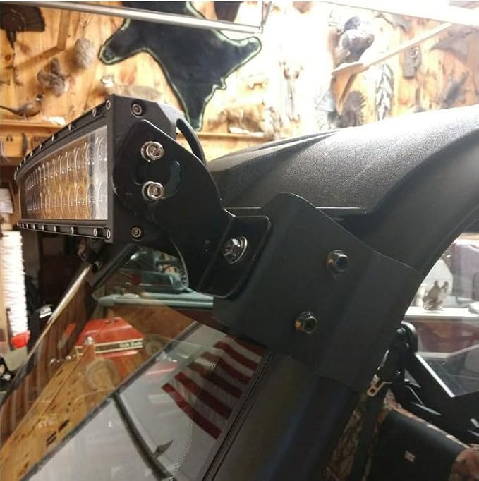 50'' Curved Straight LED Light Bar Upper Windshield Pro-fit Cage Mounting Brackets for Polaris Ranger 500 570 XP 900 XP1000 Models, No Need Drilling (Light Bars-2)