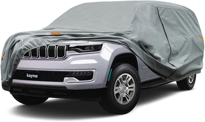 Kayme Heavy Duty SUV Car Cover Custom Fit Jeep Wagoneer/Grand Wagoneer SWB Waterproof All Weather for Automobiles, Full Exterior Covers Sun Rain UV Protection.（Deliver About 3-10 Days）