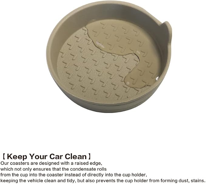 4 Packs Silicone Car Cup Holder Coasters,Car Coasters for Cup Holders,Universal Removabl Vehicle Cup Holder Coasters for Most Cars, Trucks, RVs (Beige)