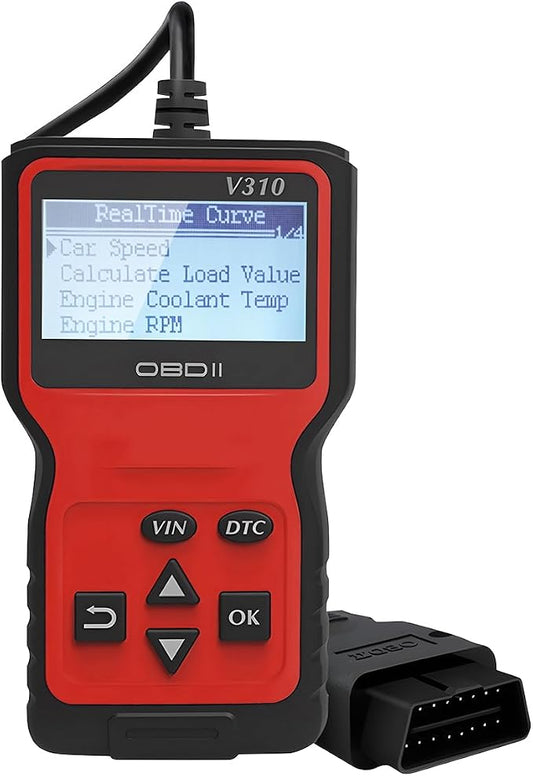 Zpana Car OBD2 Scanner Diagnostic Tool, V310 OBDII Vehicle Engine Fault CAN Diagnosis Code Reader, Check Engine Light Emission Monitor Status, Universal Automotive Accessories (Red)