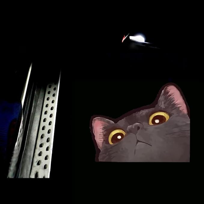 2PCS Car Door Light Logo Disdain Projector Wireless Funny Cat Car Accessories Universal Fit for Most Cars/Trucks/SUVs Car Accessories (Light-cat D)