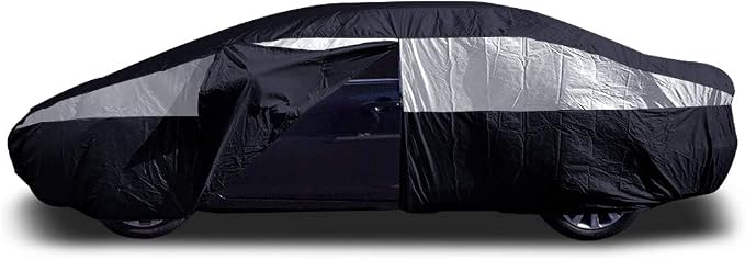 Titan Jet Black Poly 210T Car Cover for Large Sedans 203-212". Waterproof, UV Protection, Scratch Resistant, Driver-Side Zippered Opening. Fits Avalon, XTS, 6-8 and More.