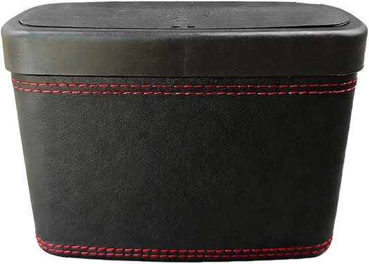Mini Car Trash Can with Lid, Water-Resistant Leakproof Garbage Can, Small Auto Door Storage Trash Bin, Multipurpose Vehicle Interior Organizer Accessories for Car Home Office(Black)