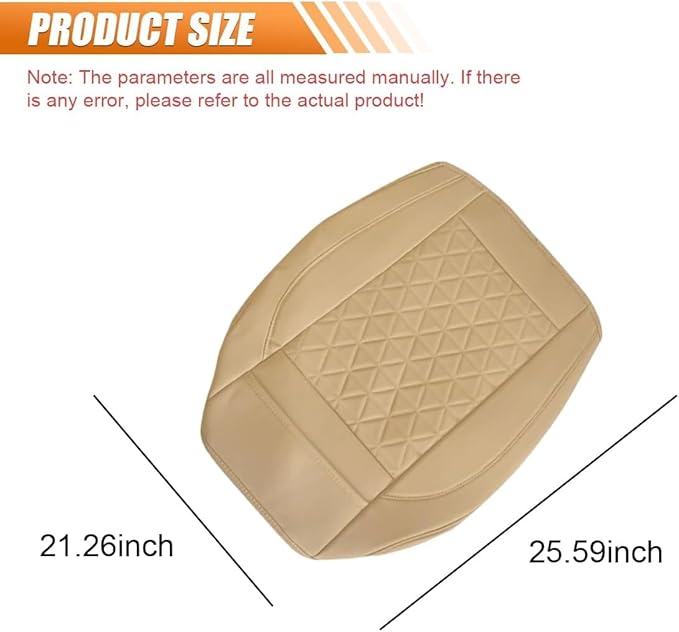 2PCS Luxury Faux Leather Car Seat Cover, Car Seat Cushion, Beige | Anti-Slip Waterproof Universal Front Bottom Seat Protector with Storage Pocket for Sedans, SUVs, Trucks, Triangular Pattern