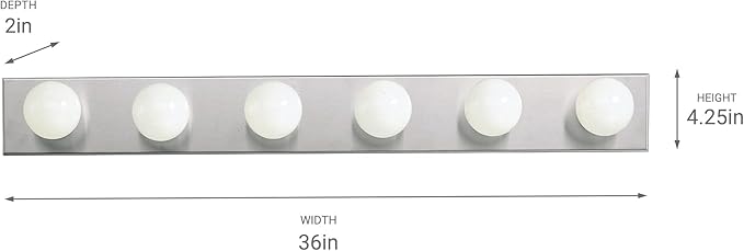 Kichler 626NI 36" Bath Bar 6-Light Vanity Light Fixture with Brushed Nickel Finish for Bathroom over Mirror, Traditional Style Lighting (36" L x 4.25" H), 626NI
