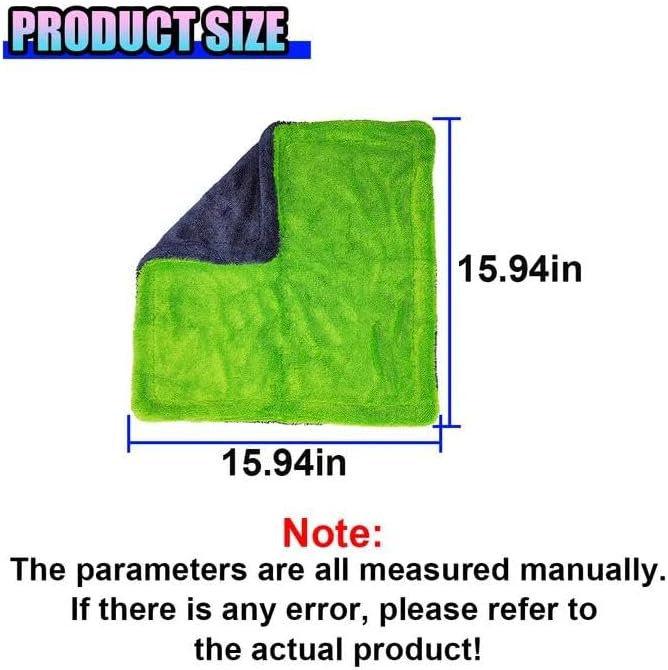 15"×15" Car Drying Towel, 1400 GSM Extra Large Microfiber Cleaning Towel with Twisted-Loop Technique, Ultra Absorbent & Scratch-Free Drying Cloth for SUV Truck RV, Machine Washable (40x40cm)