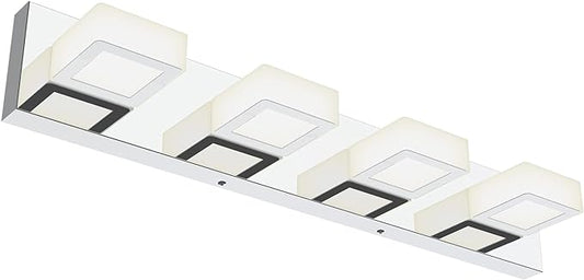 Ralbay Chrome Vanity Lights for Bathroom Adjustable Acrylic Chrome Modern LED Bathroom Vanity Lights Over Mirror (Natural White Light)