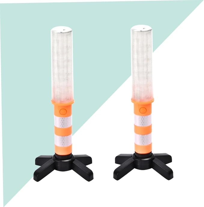 2Pc LED Safety Beacon Portable Emergency Roadside Flares with Visibility Durable Design for Traffic and for Camping and Hiking Orange