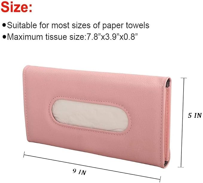 Car Tissue Holder with 7 Refill, Car Tissues Box, Tissue Napkin Refill | Cars Accessories for Women, One Tissue Holder and 7 Bags of Tissues Filler Pink