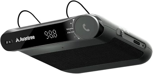 Avantree Roadtrip - Car Bluetooth Speaker & Wireless FM Transmitter Kit 2-in-1 for Streaming Cell Phone Audio to Car Speaker with Hands-Free 6W Speakers, Built-in Mic, and Long 22hr Playtime