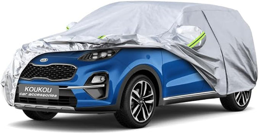 Koukou SUV Car Cover Custom Fit Kia Sportage from 1994 to 2025, Waterproof Car Cover All Weather for Automobiles Outdoor Indoor with Zipper Door, Sun Rain Dust Snow Protection.