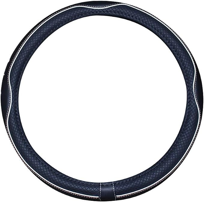 Mayco Bell Small Size Steering Wheel Cover Anti-Slip,Safety,Soft,Breathable,Durable,Full Surround,Comfortable Grip Microfiber Leather (14-14.25 inch, Black White)
