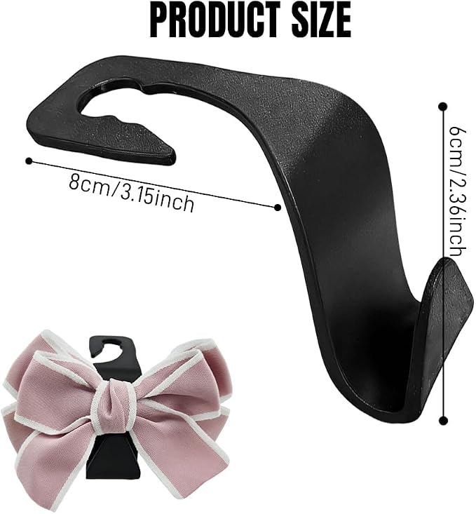 2PCS Car Seat Headrest Hooks, Car Purse Hook, Cute Bow Knot Vehicle Seatback Hanging Storage Organizer, Auto Seatback Decor Organizer Hanger for SUV Truck (Pink)