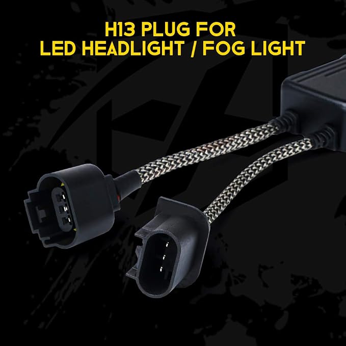 H13/9008 LED Canbus Decoder Anti Flicker Error Free for Headlight Bulbs | Premium Nylon Braided Cable, Heat-Resistant, Plug N Play, Pack of 2