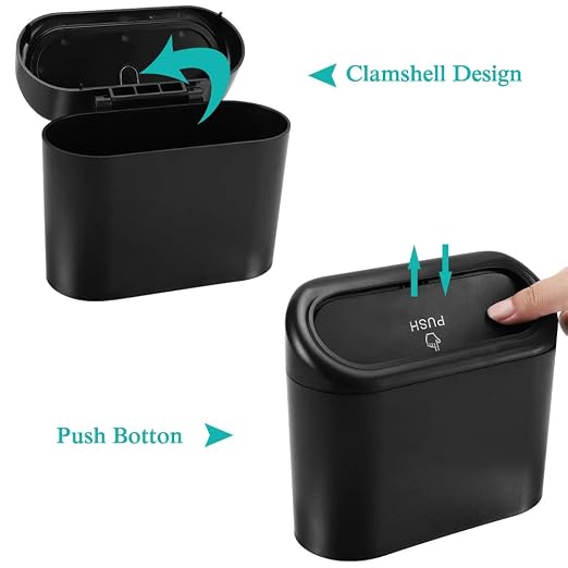 Accmor 2 Pack Car Trash Can with Lid, Mini Auto Dustbin, Leakproof Vehicle Garbage Bin with 90pcs Trash Bags, Multipurpose Interior Accessories Storage Container Cute Garbage Bin for Car, Office, Home