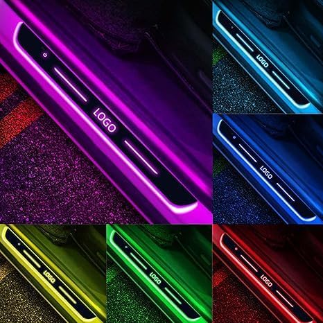 2 Pcs Led Door Sills for Car Magnetic, Custom Logo or Text, Auto-Sensing Welcome Lights, Applicable 99% of Models, 7 Colors, 28 Dynamic Modes, Led Car Door Lights No Installation Required