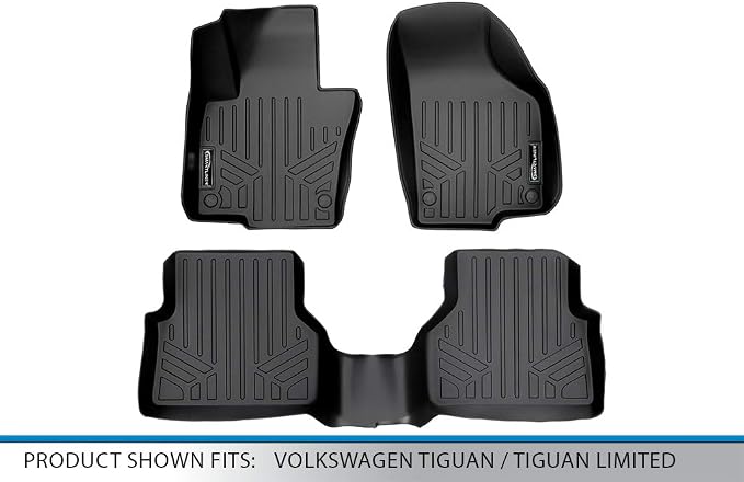 SMARTLINER Custom Fit Floor Mats 2 Row Liner Set for 2009-2017 Volkswagen Tiguan