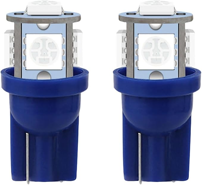 smilfuy 2PCS T10 194 LED Bulbs Tag Lights for License Plate, 6000K Blue | Wedge 168 T10 2825 5SMD 5050 Chips LED Bulb, 12V Bulb Replacement for Car Interior Dome Map Door Courtesy License Plate Light