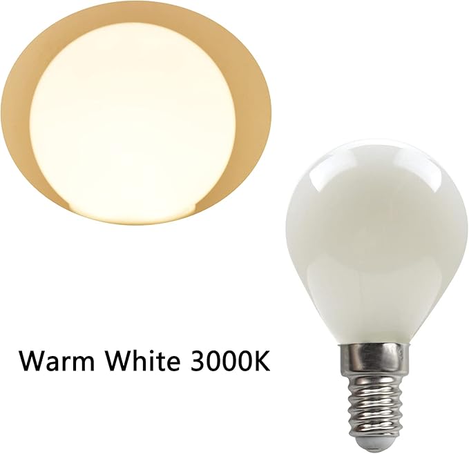 E12 3W LED Light Bulbs G50/G16.5 Globe Light Bulbs 30 Watt Equivalent Warm White 3000K E12 Candelabra Base Glass Round Vanity Light Bulbs for Mirror Makeup Bathroom, 6 Pack