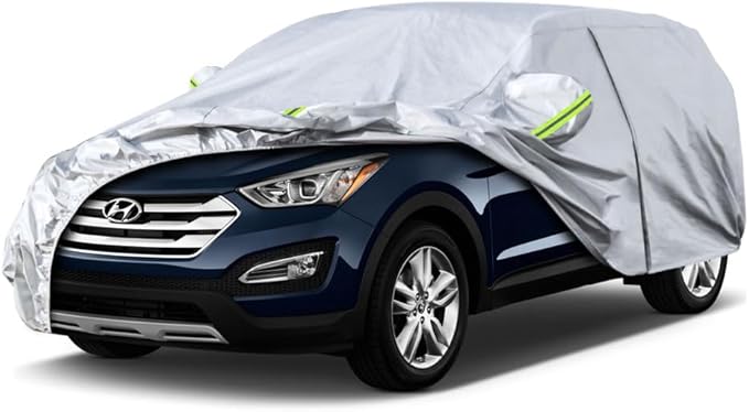 Koukou SUV Car Cover Custom Fit Hyundai Santa Fe from 2006 to 2025, Waterproof Car Cover All Weather for Automobiles Outdoor Indoor with Zipper Door, Sun Rain Dust Snow Protection.