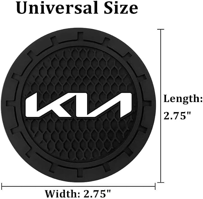 Car Cup Holder Insert Coaster for KIA K5 K7 Sportage Soul NIRO Sorento Sedona Rio Forte Optima Stinger Cadenza, Anti Slip Silicone Cup Coaster, 2.75 Inches, Black, Interior Accessories 01