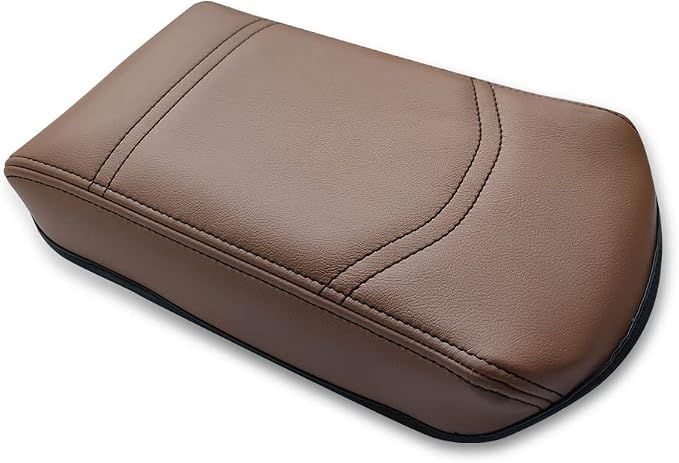 Muslogy Center Console Armrest Cover Fit for Ford Maverick 2022-2026 Accessories, Comfort Armrest Pad Console Lid Cushion Vegan Leather Regular Thick (Dark Brown)