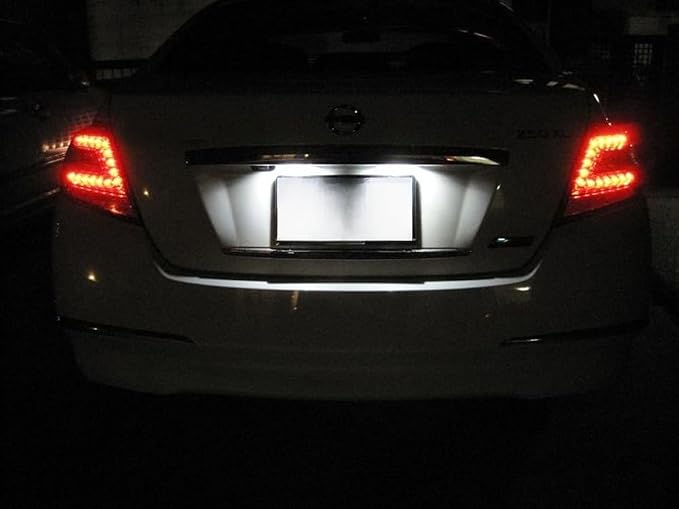 iJDMTOY OEM-Fit 3W Full LED License Plate Light Kit Compatible With Nissan Altima Maxima Murano Rogue/X-Trail T32, Infiniti EX35 FX35 QX50 QX70, Powered by 18-SMD Xenon White LED