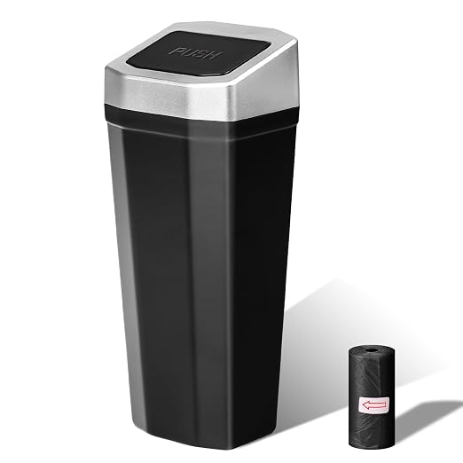 Car Trash Can with Lid - Mini Car Garbage Can Bin for Cup Holder - Silve Small Leakproof Vehicle Trash Bin for Back Seat, Cute Automotive Accessories Organizers and Storage for Door SUV Truck