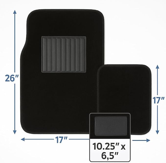 Black Universal Carpet Auto Floor Mats 4 Piece