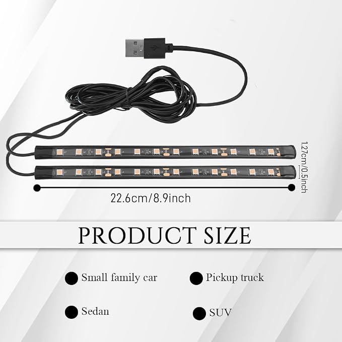 Car LED Strip Light, Car Interior Lights, 12V 24 LED Auto Under Dash Atmosphere Lights with USB Port, Auto Atmosphere Under Dash Lighting Kit for Vehicles (Pink Purple, USB)
