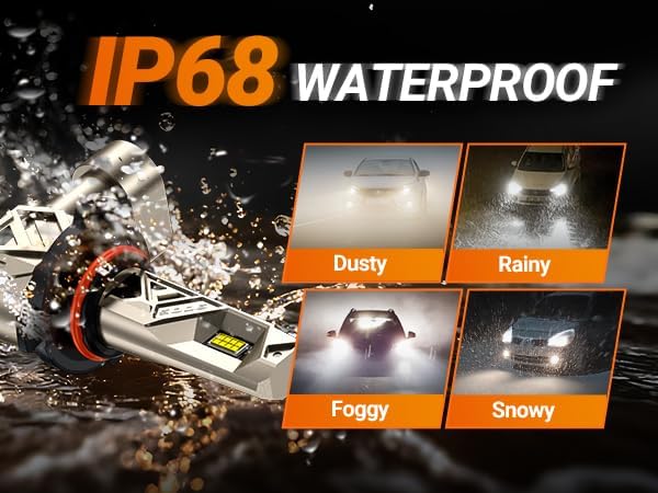 SEALIGHT S6Pro 9005/HB3 9006/HB4 Light Bulbs Combo, 192,000LM Super Brighter, 6500K Pure White 9005 9006 Fog Bulbs, with Cooling Fan 70K+ Hours Lifespan, Automotive Headlight Brackets, 4PCS
