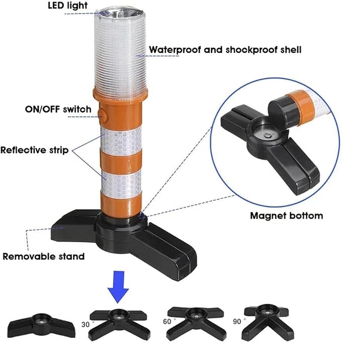 Encell Set of 2 LED Road Safety Flares Roadside Emergency Warning Signal Beacon,Blue