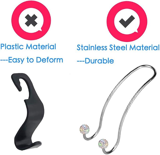 SAVORI Auto Hooks Bling Car Hangers Organizer Seat Headrest Hooks Strong and Durable Backseat Hanger Storage Universal for SUV Truck Vehicle 2 Pack (AB)