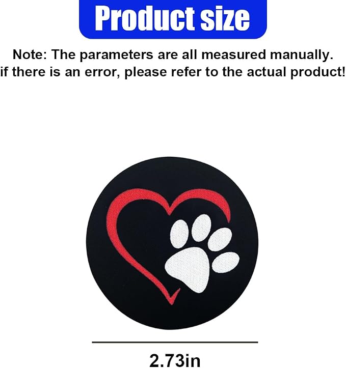 2PCS Dog Paw Heart Print Car Cup Holder Coasters, 2.73 Inch Anti-Slip Shockproof Automotive Drink Mat for Women and Men, Universal Vehicle Cup Holder Insert for RV, SUV, Truck (White&Red)