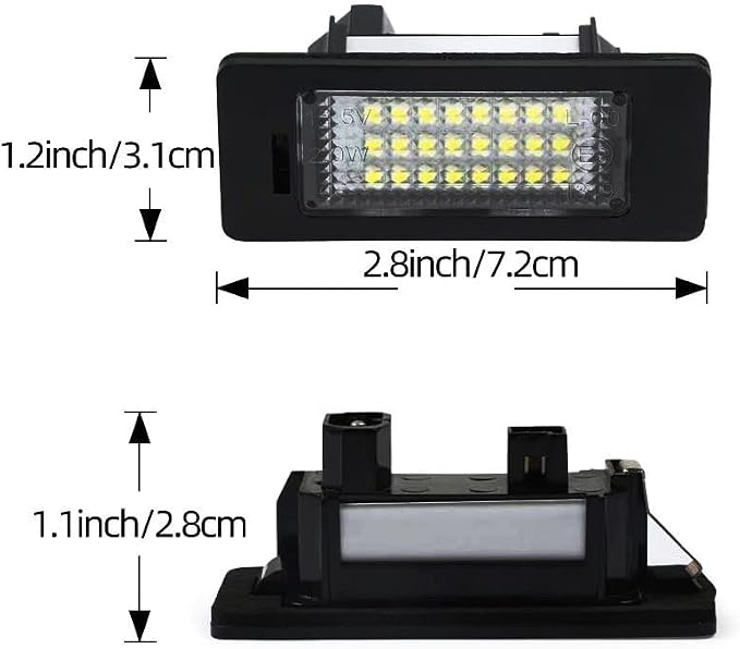 AUTOXBERT 2PCS LED License Plate Light Lamp for BMW 1 3 5 X Series E82 E88 E90 E91 E92 E93 E39 E60 E61 X1 X3 X5 X6 Rear Tag Lights Assembly Replacement, 6000K Xenon White&Error Free