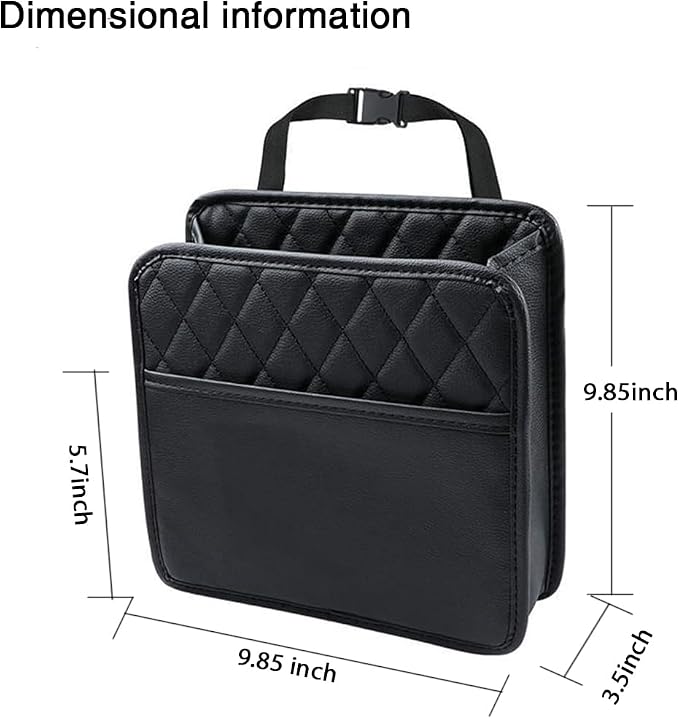 Car Back Seat Organizer, Hanging PU Leather Car Storage Bag, Compatible with Most Vehicles Interior Accessories Organizer (Black(1Pack))
