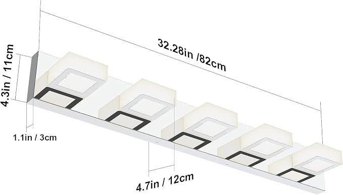 Ralbay Chrome Vanity Lights for Bathroom Acrylic Rotable 360° LED Modern Bathroom Lighting Fixtures Over Mirror (4500K Natural White Light)