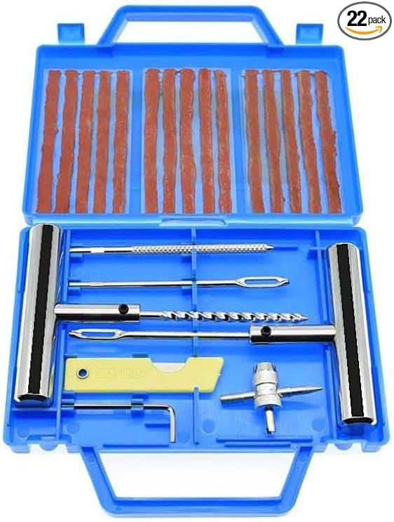 ROYWOO 22pcs Tire Repair Kit, Heavy Duty Tire Plug Kit, Heavy Duty Tire Repair Tools & Tire Repair Set for Car, Truck, ATV, RV, SUV,Lawn Mower,Motorcycle,Tractor, Trailer