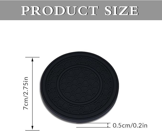 2 Pack Car Coasters for Cup Holder, 2.75 Inch Universal Auto Waterproof Coasters Silicon Insulation Cup Mats,No-Slip Anti Dust Insert Coaster for Woman Man, Suit for Vehicle Interior (2, Black)