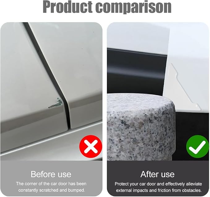 4PCS Car Door Guard Protector, Car Door Edge Guard, Anti-Collision Vehicle Side Corner Protector, Auto Accessories Self-Adhesive Auto Edge Protection Cover Fit for Most Vehicle (White)