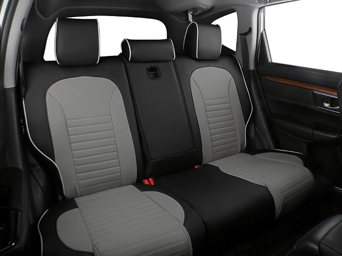 EKR Car Seat Covers for Honda CRV 2012-2014 (NO LX) Leatherette Full Set | Custom Fit for Honda CRV 2012 2013 2014 (Not for LX) Factory-Style Interior Upgrade,Faux Leather(Black/Gray)