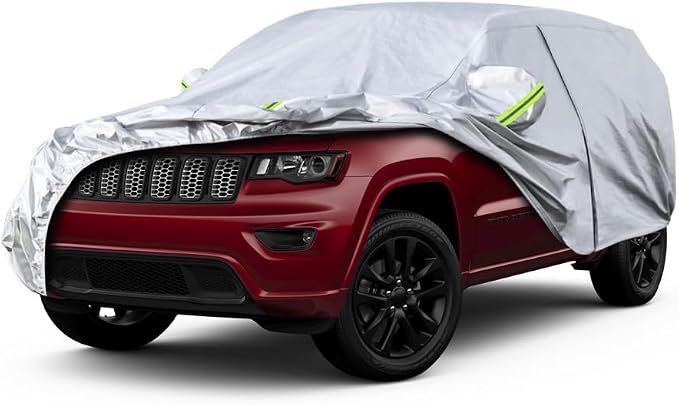 KouKou 6 Layers Car Cover Custom Fit Jeep Grand Cherokee from 2005 to 2025, Waterproof Car Cover All Weather for Automobiles Outdoor Indoor with Zipper Door, Sun Rain Dust Snow Protection.