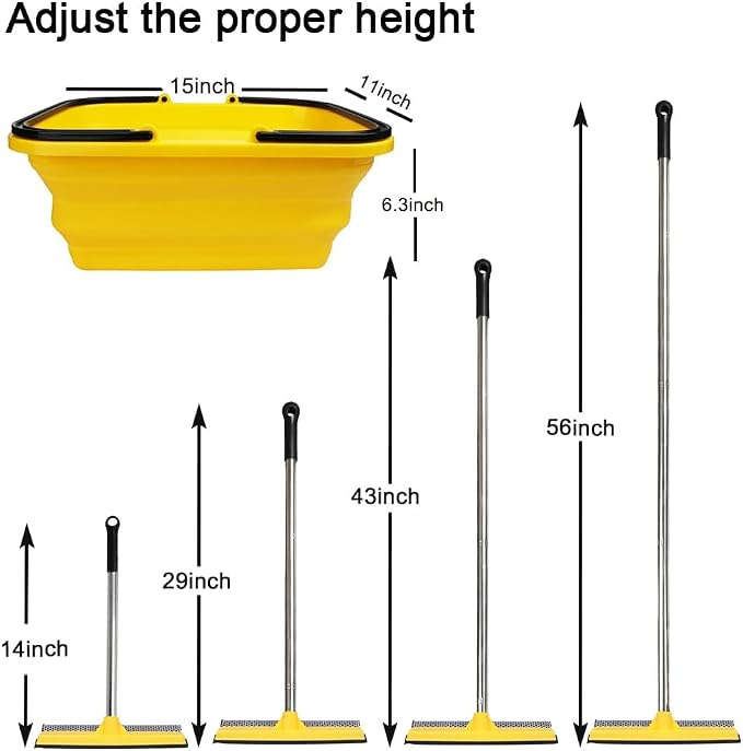 Window Cleaning Kit, 56-Inch Squeegee & 10L Collapsible Bucket | Squeegee & 10L Bucket
