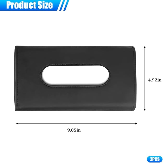 Car Tissue Holder, Rectangle Vehicle Sun Visor Napkin Case with Ergonomic Take Out Port, Automotive Interior Sunshade Tissue Box Organizer, Universal for SUV RV Truck (Black)