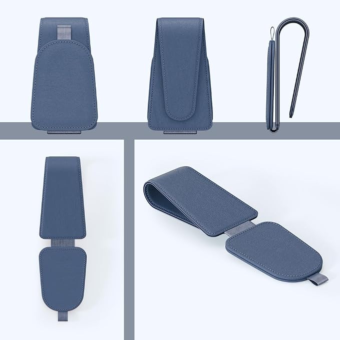 Sotfamily Sunglass Holder for Car Visor, Blue, 2 Packs | Suede Cloth, Magnetic, Organizer for Car Accessories
