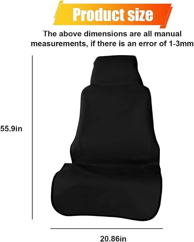 ZIMISI Waterproof Car Seat Cover, Dustproof Sweatproof Car Seat Protector, Washable Bucket Front Seat Covers, Universal Automotive Interior Accessories for Cars, SUVs, Trucks (Black)