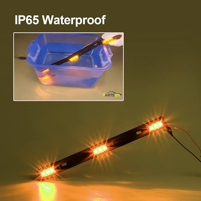 Partsam Amber 12V LED Tow Truck Light Bars, LED Identification Bar Lights Marker Lights, 14.17" Amber ID Bar Marker Lights, Truck Trailer Identification Light Bar for Trailers Over 80" Wide